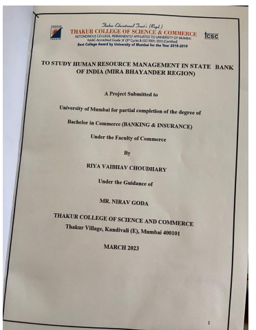 To Study human resources management in state bank of India (Mira Bhayander  